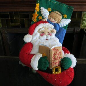 Bucilla Guardian Angel Santa "The Night Before Christmas" Felted 3D Stocking